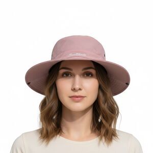 SunShade Pink Wide Brim Hat with Ponytail Hole